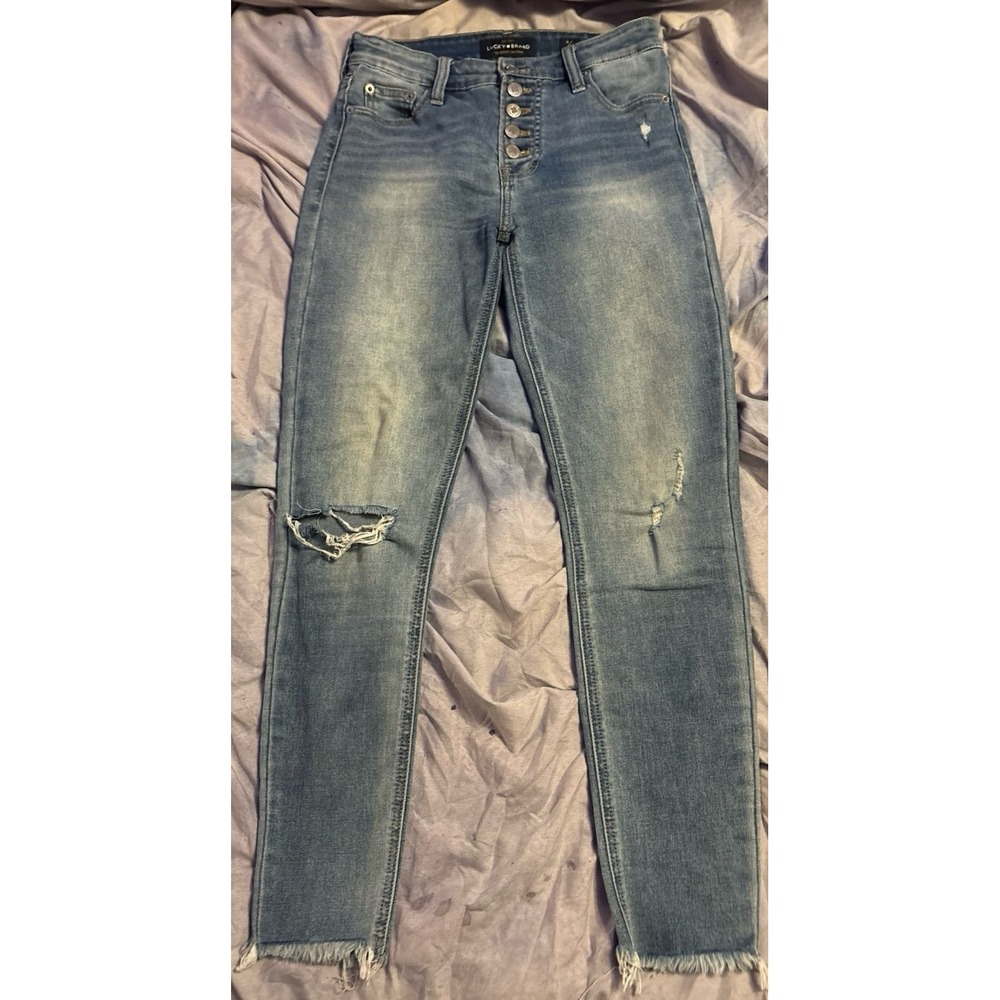 Lucky Brand Hi Rise Stretch Bridgette Skinny Button Fly Jeans, Size 0/25 - Picture 1 of 8